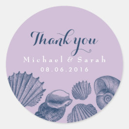 Lila Muscheln Beach Wedding Vielen Dank Sticker