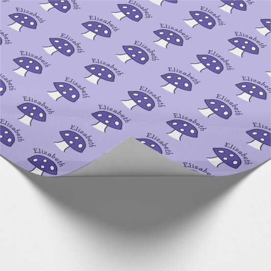 Lila Mushroom Name Wrapper Geschenkpapier (Ecke)