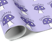 Lila Mushroom Name Wrapper Geschenkpapier (Rolleneckpunkt)