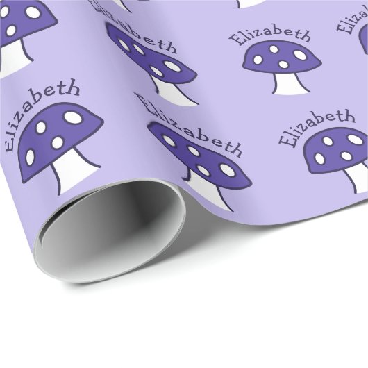 Lila Mushroom Name Wrapper Geschenkpapier (Rolleneckpunkt)
