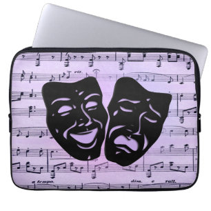 Lila Musik- und Theater Masken Laptopschutzhülle