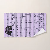 Lila Musik- und Theatermasken Badhandtuch Set (Handtuch)