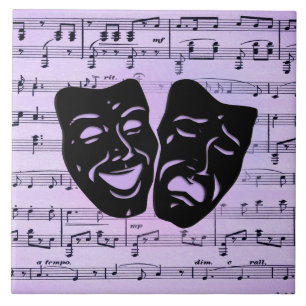 Lila Musik- und Theatermasken Fliese