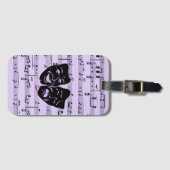 Lila Musik- und Theatermasken Gepäckanhänger (Vorderseite (Horizontal))