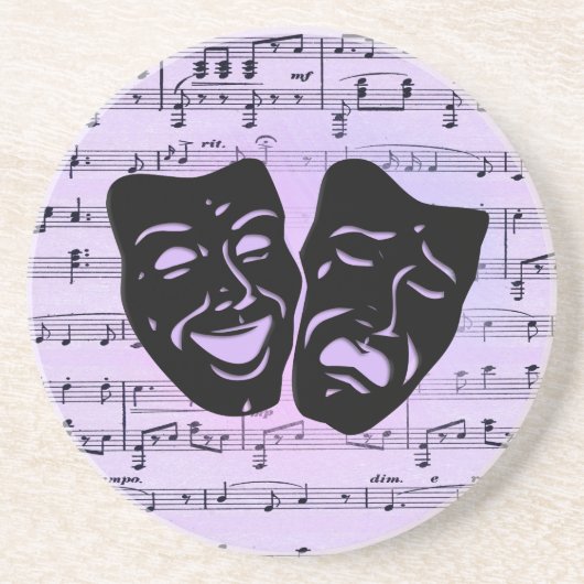 Lila Musik- und Theatermasken Getränkeuntersetzer (Vorne)