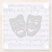 Lila Musik- und Theatermasken Glasuntersetzer (Rückseite)