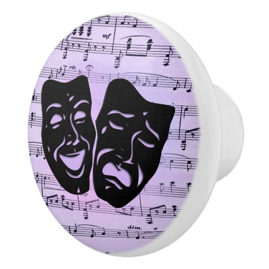 Lila Musik- und Theatermasken Keramikknauf (Rechts)