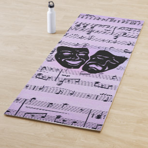Lila Musik- und Theatermasken Yogamatte
