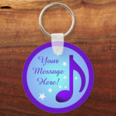 Lila Musiknote Blue Circle Stars individuell anpas Schlüsselanhänger (Vorderseite)