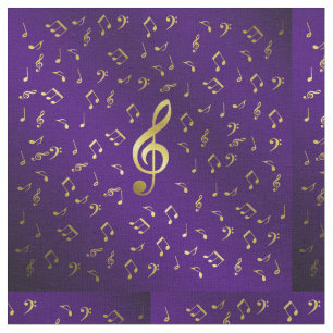 lila Musiknoten in Gold Stoff