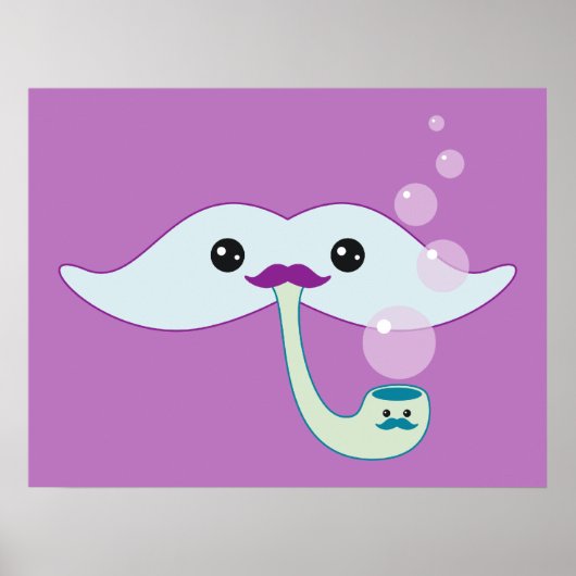 Lila Mustache Poster (Vorne)