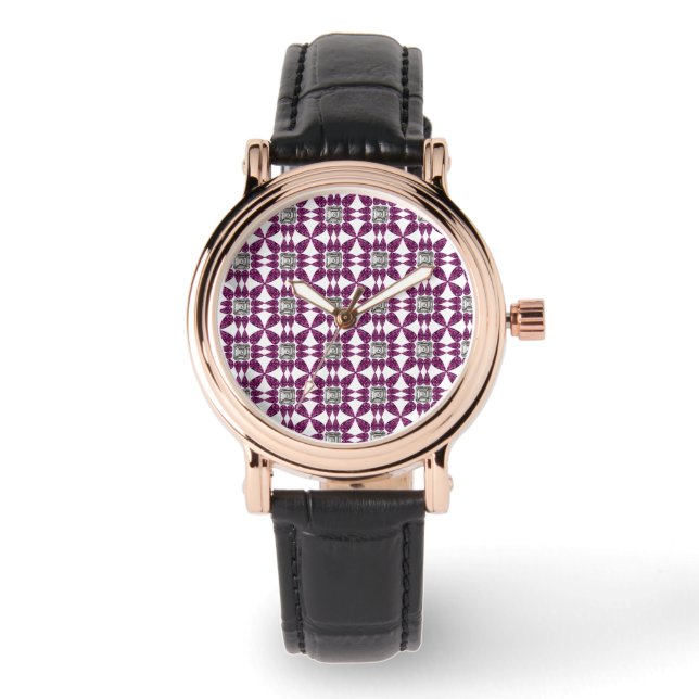 Lila Muster Armbanduhr (Vorderseite)