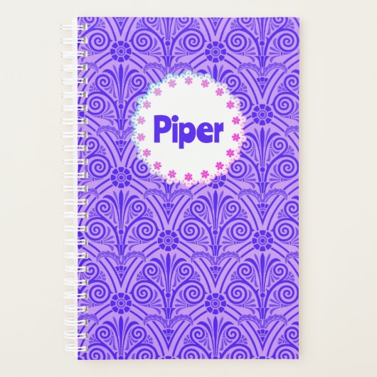 Lila Muster Boho Namensplaner Planer (Vorderseite)