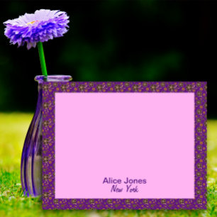 Lila Muster braune natürliche Blume Notizblock