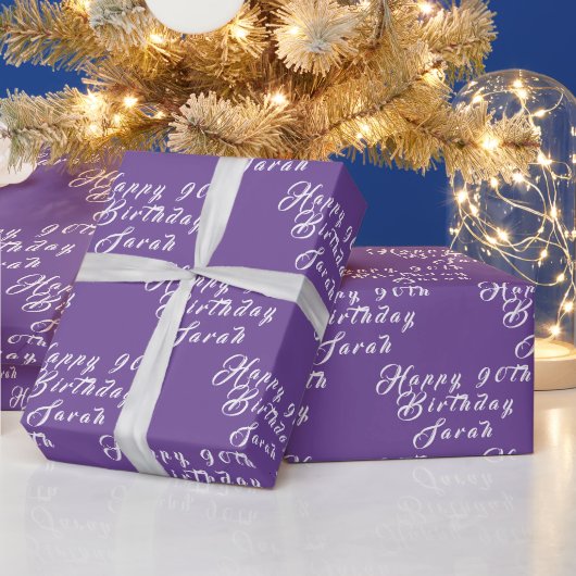lila Muster der 90. Geburtstagspartei Geschenkpapier (Feiertage)