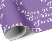lila Muster der 90. Geburtstagspartei Geschenkpapier (Rolleneckpunkt)