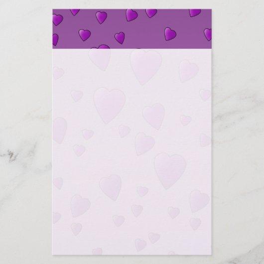 Lila Muster der Liebe Herz. Briefpapier (Vorderseite)