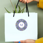 Lila Muster der Monogramm-Gartenmatte Runder Aufkleber