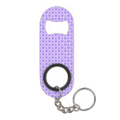 Lila Muster des weißen Herzens Mini Flaschenöffner (Rückseite)