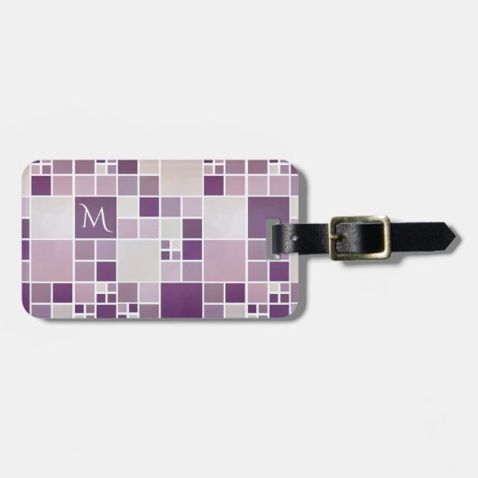 Lila Muster - Farbmonogramm Gepäckanhänger (Vorderseite horizontal)