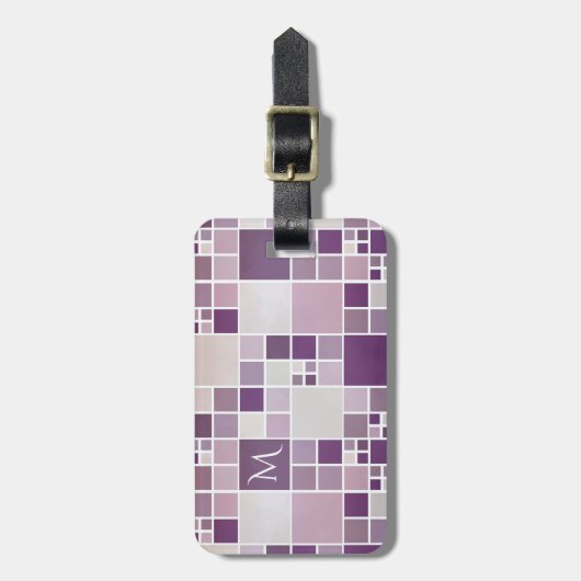 Lila Muster - Farbmonogramm Gepäckanhänger (Vorderseite vertikal)