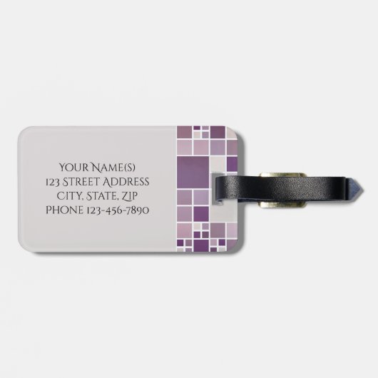 Lila Muster - Farbmonogramm Gepäckanhänger (Rückseite horizontal)