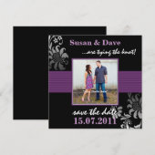 Lila Muster Foto Save the Date (Vorne/Hinten)