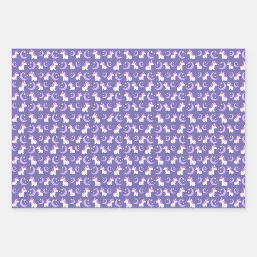Lila Muster für Einhorn- und Mondsterne Geschenkpapier Set (Vorderseite 2)