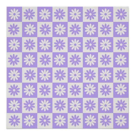 Lila Muster für Hippie-Blume-Checkerboard Poster (Vorderseite)
