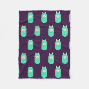 Lila Muster-glückliche Lama Emoji Fleece-Decke Fleecedecke