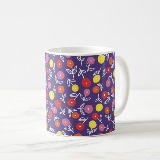 Lila Muster Kaffeetasse (VorderseiteRechts)