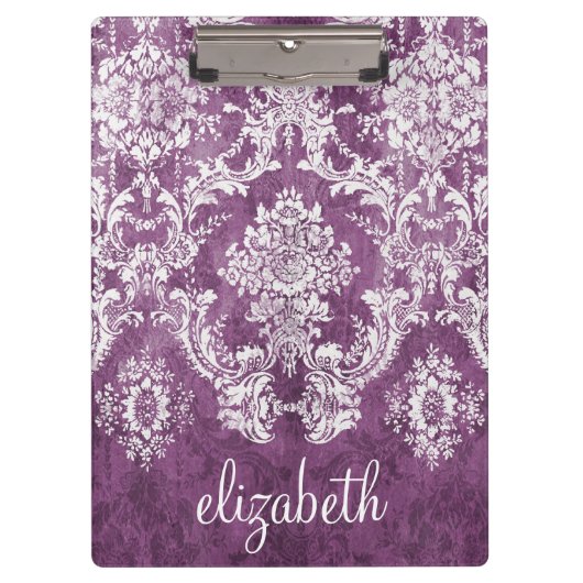 Lila Muster mit Namen Klemmbrett (Vorderseite)