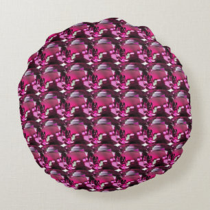 Lila Muster Rundes Kissen