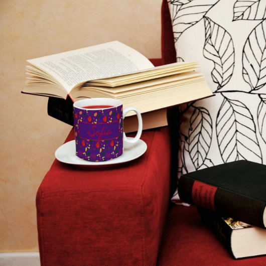 Lila Muster Wildblumen Roter Mohnkaffee Tasse