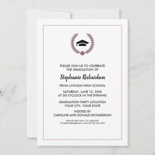 Lila Musterprüfung Einladung (Vorderseite)