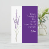 Lila Muttertag Feiertagskarte (Stehend Vorderseite)