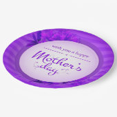 Lila Muttertagsmuster Pappteller (Schrägansicht)