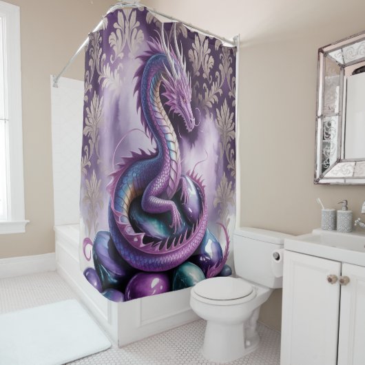Lila-mystischer Drache Gothic Duschvorhang (Beispiel)