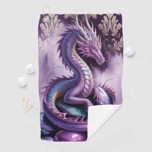 Lila Mystischer Drache Gothic Golfhandtuch