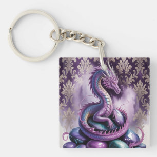 Lila Mystischer Drache Gothic Schlüsselanhänger