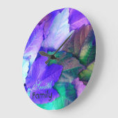 Lila N Aquamarine grüne Blätter Wall Clock *person Große Wanduhr (Winkel)