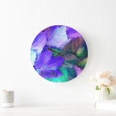 Lila N Aquamarine grüne Blätter Wall Clock *person Große Wanduhr (Zuhause)