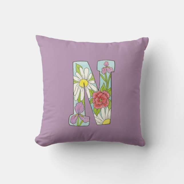 Lila N Pillow Iris, daisy, Rose Kissen (Vorderseite)