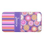 Lila "n Pink Blume & Streifen Case-Mate iPhone Hülle (Rückseite (Horizontal))