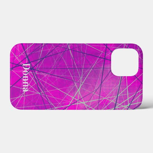 Lila n Pink Network Lines Abstrakt iPhone Case (Rückseite (Horizontal))