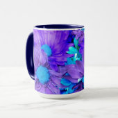 Lila N Türkise Daisies Bouquet Tasse (Vorderseite Links)