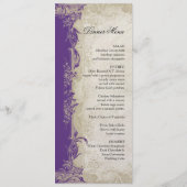 Lila n Vintage Sahnespitze des Menükarte (Rückseite)