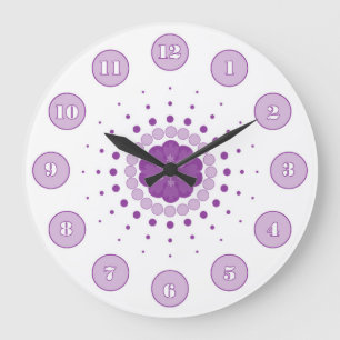 Lila n White Go Round n Round n Round Große Wanduhr