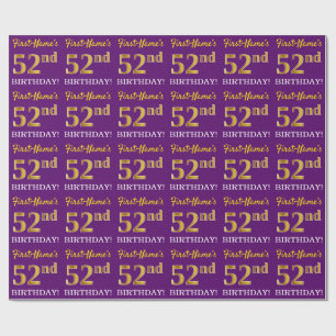 Lila, nachgemachter Goldblick "52. GEBURTSTAG " Geschenkpapier