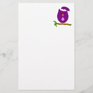 Lila Nacht Eule Design Briefpapier